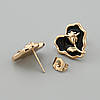 Сережки гвоздики Троянди 55774 розмір 16х16 мм чорна емаль вага 6.5 г позолота 18К, фото 2