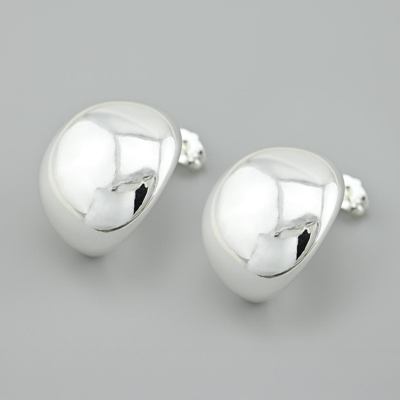 Сережки гвоздики Напівмісяць 56019 розмір 28х23 мм вага 10.2 г позолота Біле Золото, фото 1