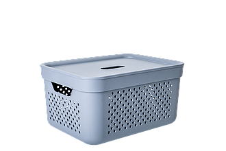 Кошик 15 л Simple пластиковий з кришкою 39*29*20 см сірий мат А171036-66 Алеана