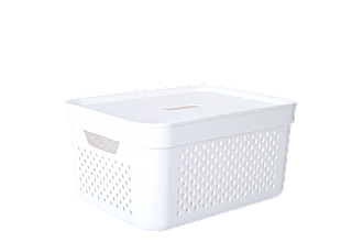 Кошик 15 л Simple пластиковий з кришкою 39*29*20 см білий А171036-01 Алеана