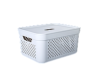 Кошик 15 л Simple пластиковий з кришкою 39*29*20 см сірий А171036-02 Алеана