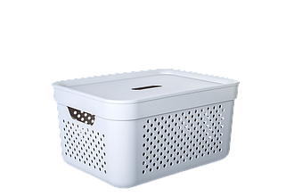 Кошик 15 л Simple пластиковий з кришкою 39*29*20 см сірий А171036-02 Алеана