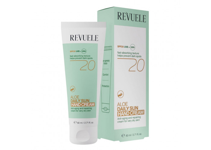 Крем для рук щоденний сонцезахисний з алое вера Revuele SPF 20 80 мл, фото 1