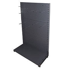 Металевий стенд перфорований 1450*750 мм, приставна торгова стійка, торгівельна вітрина з перфорованими панелями, стелаж з