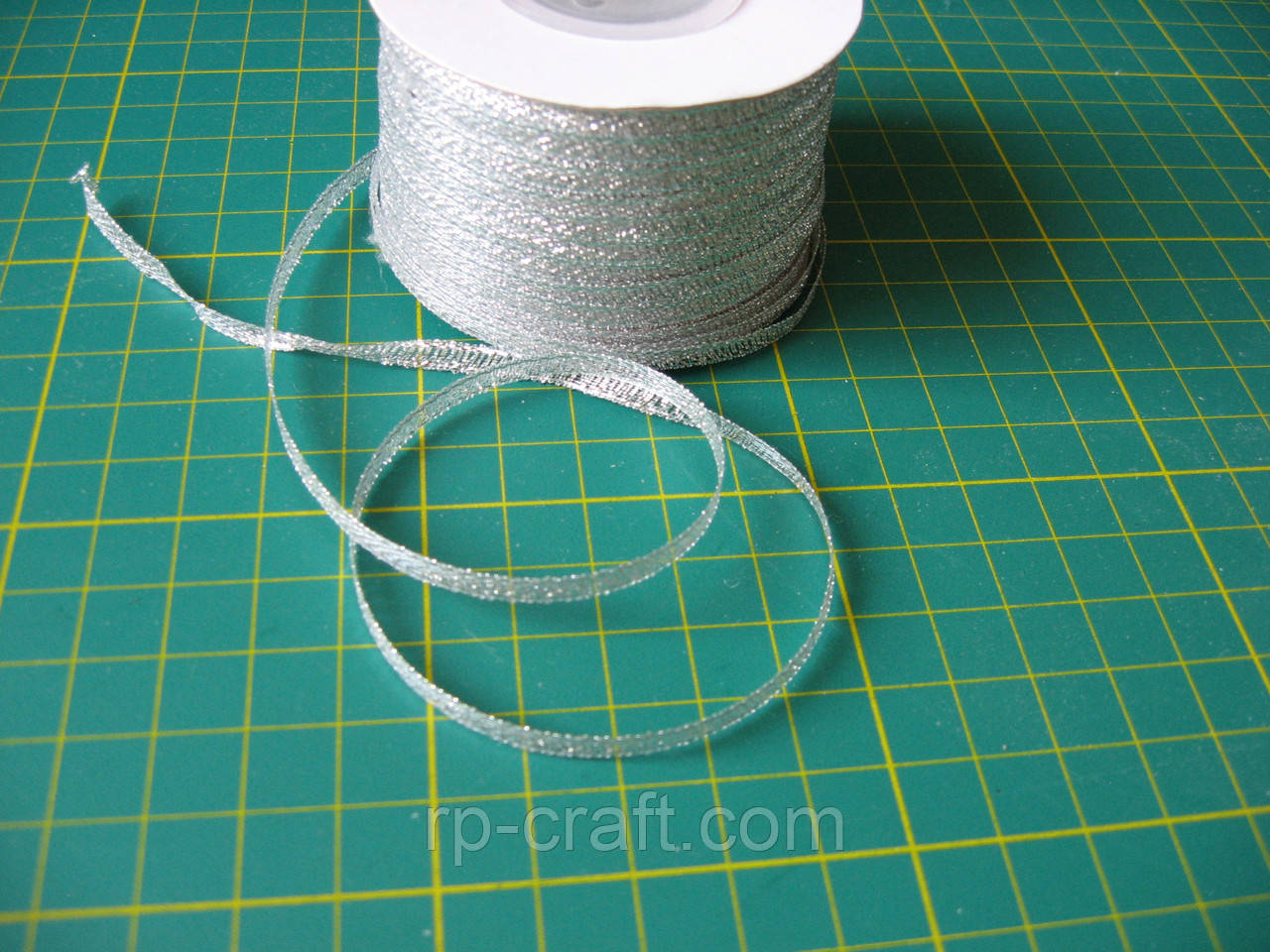 Стрічка парчева, 3 мм, срібляста, фото 1