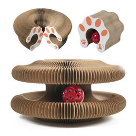 Трек із гофрокартону з м’ячиком для котів 10*24 см