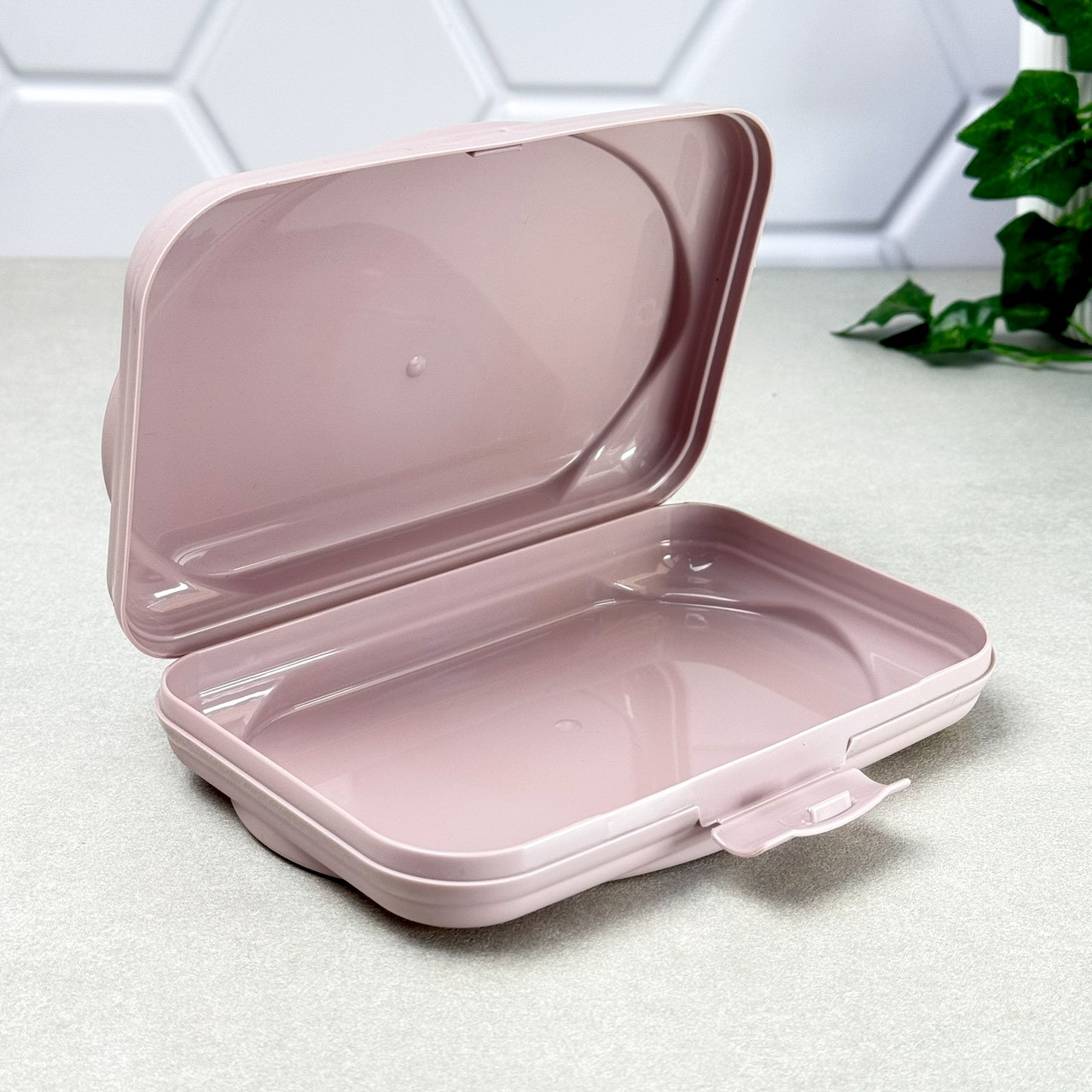 Бутербродниця пластикова рожева 18×11,5×4 см Пудра