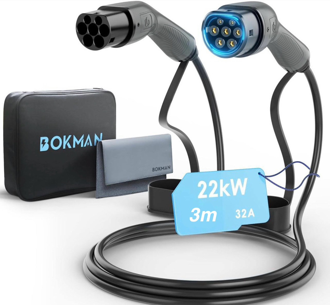 Кабель зарядний для електромобілів EV, 3-фазний, 32 А, 22 кВт, 3 м, IEC 123, 5G6 мм² + 2×0.5 мм², фото 1