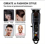 Тример машинка для гоління та стрижки бороди та волосся Electric  Vintage T9 акумуляторна 2 кольори, фото 3