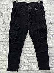 Чоловічі прямі стильні джогері в чорному кольорі з кишенями