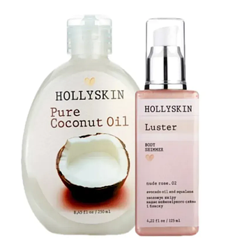Шимер HOLLYSKIN Luster Body Shimmer nude rose. 02 + Кокосова олія HOLLYSKIN Pure Coconut Oil (90049h)