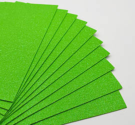 Фоаміран / Упаковка - 10 аркушів / 2 мм / 30х20см / Гліттер / Салатовий