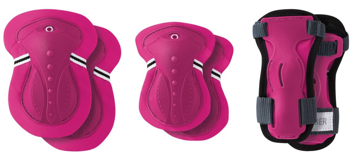 Захист наколінники+налокітники+щитки для зап’ясть Globber фуксія (темно-рожевий) для дитини до 25кг (540-310)