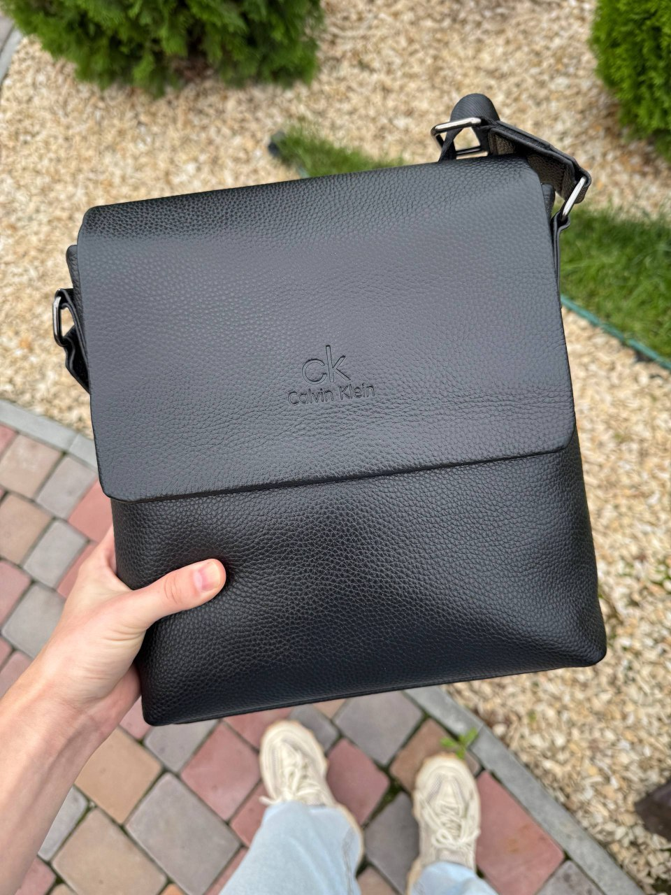 Чоловіча шкіряна сумка, CK, тканинний ремінь 25*26*6 см, 931182-2, фото 1
