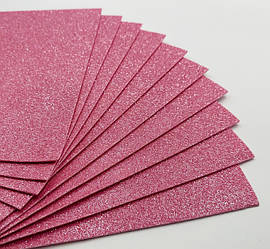Фоаміран / Упаковка - 10 аркушів / 2 мм / 30х20см / Гліттер / Рожева мрія