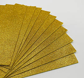 Фоаміран / Упаковка - 10 аркушів / 2 мм / 30х20см / Глітер / Світле золото