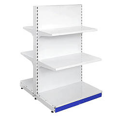 Двосторонній стелаж 1450*750 мм, приставний стелаж в магазин,  острівний торговий стелаж, стелаж для косметики ,стелаж для фарби