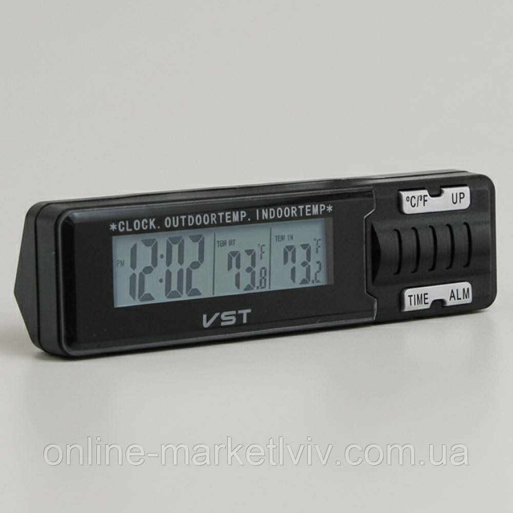 Годинник-термометр, від батарейок VST 7065 / Настільний годинник / Годинник для дому / Годиник з гігрометром / Електронний годиник, фото 1