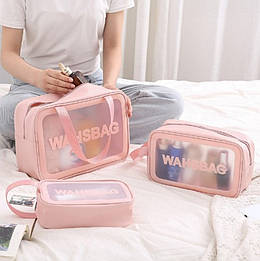 Набір прозорих сумок-косметичок Washbag Pink 30 см 26 см — оригінал