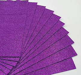 Фоаміран / Упаковка - 10 аркушів / 2 мм / 30х20см / Глітер / Фіолетовий