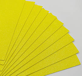Фоаміран / Упаковка - 10 аркушів / 2 мм / 30х20см / Глітер / Жовтий