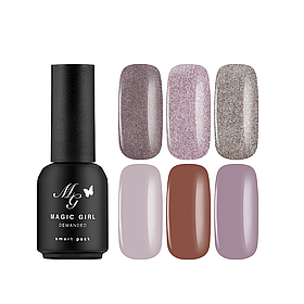 Набір для манікюру з базовим покриттям ( світловідбивна база ) для гель лаку Magic Girl Light Base 6 шт