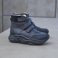 Дитячі підліткові ортопедичні шкіряні демісезонні черевики на липучках на флісі 39 р, фото 2