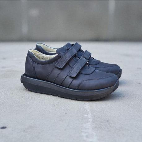 Детские ортопедические подростковые кроссовки на липучках с супинатором чорного кольору 39 р, фото 1