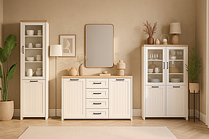 Біла модульна тв стінка під телевізор з комодом сучасна класика у вітальню зал 323 см Верне ВМВ Холдинг