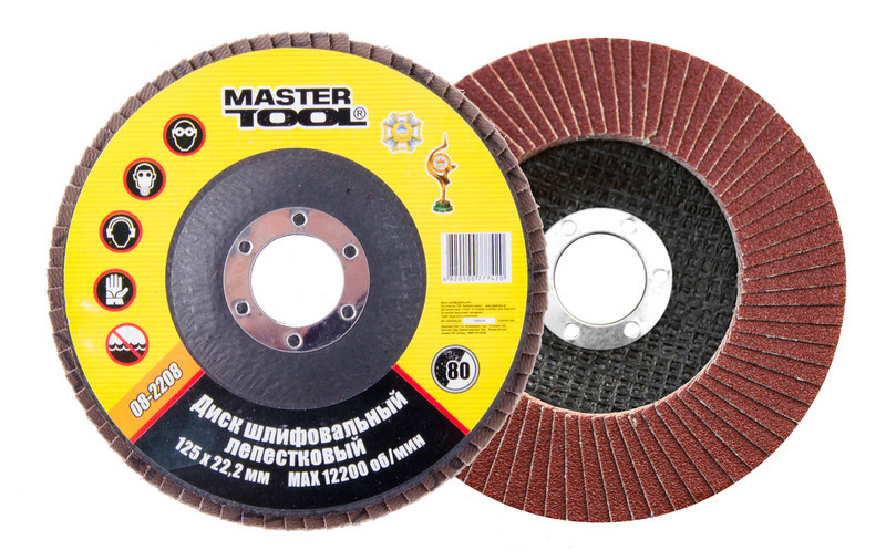Диск шліфувальний пелюстковий MASTERTOOL Т27 зерно 80 125х22 мм, фото 1