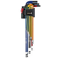 Набір Г-подібних ключів HEX екстра-дов.шар. S2, 1,5-10мм 9 шт Haisser