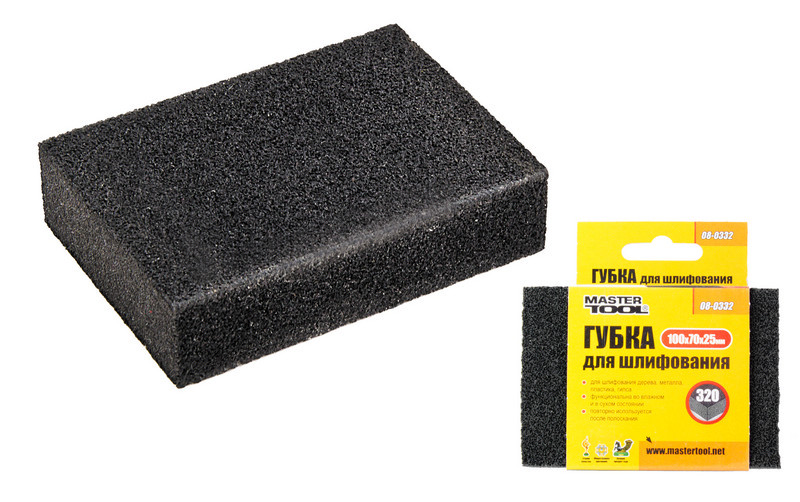 Губка для шліфування MASTERTOOL Р320 100х70х25 мм, фото 1