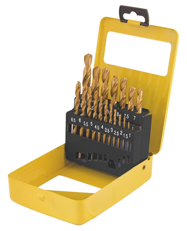 Набір свердл для металу MASTERTOOL 19 шт HSS 1 - 10 мм metal box ТИТАН, фото 1