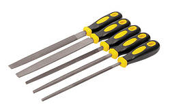 Напилки по металу MASTERTOOL 200 мм набір 5 шт плоский/круглий/тригранний/напівкруглий/квадратний