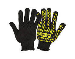 Рукавички трикотажні MASTERTOOL MASTER з ПВХ-малюнком 60% бавовна/40% поліестер 7 клас 3 нитки 90 гр чорно-жовті