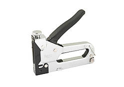 Степлер пружинний MASTERTOOL скоба R53 4-14 мм, плавне регулювання сили удару, корпус метал/хром