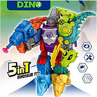 Конструктор робот-динозавр з пістолетом 5 В 1 на шурупах