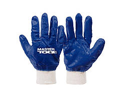 Рукавички масло-бензостійкі MASTERTOOL повне нітрилове покриття в&#x27;язаний манжет 10.5" сині