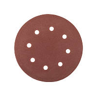 Круг шліфувальний на липучці MASTERTOOL 180 мм/8 отв P80 набір 5 шт