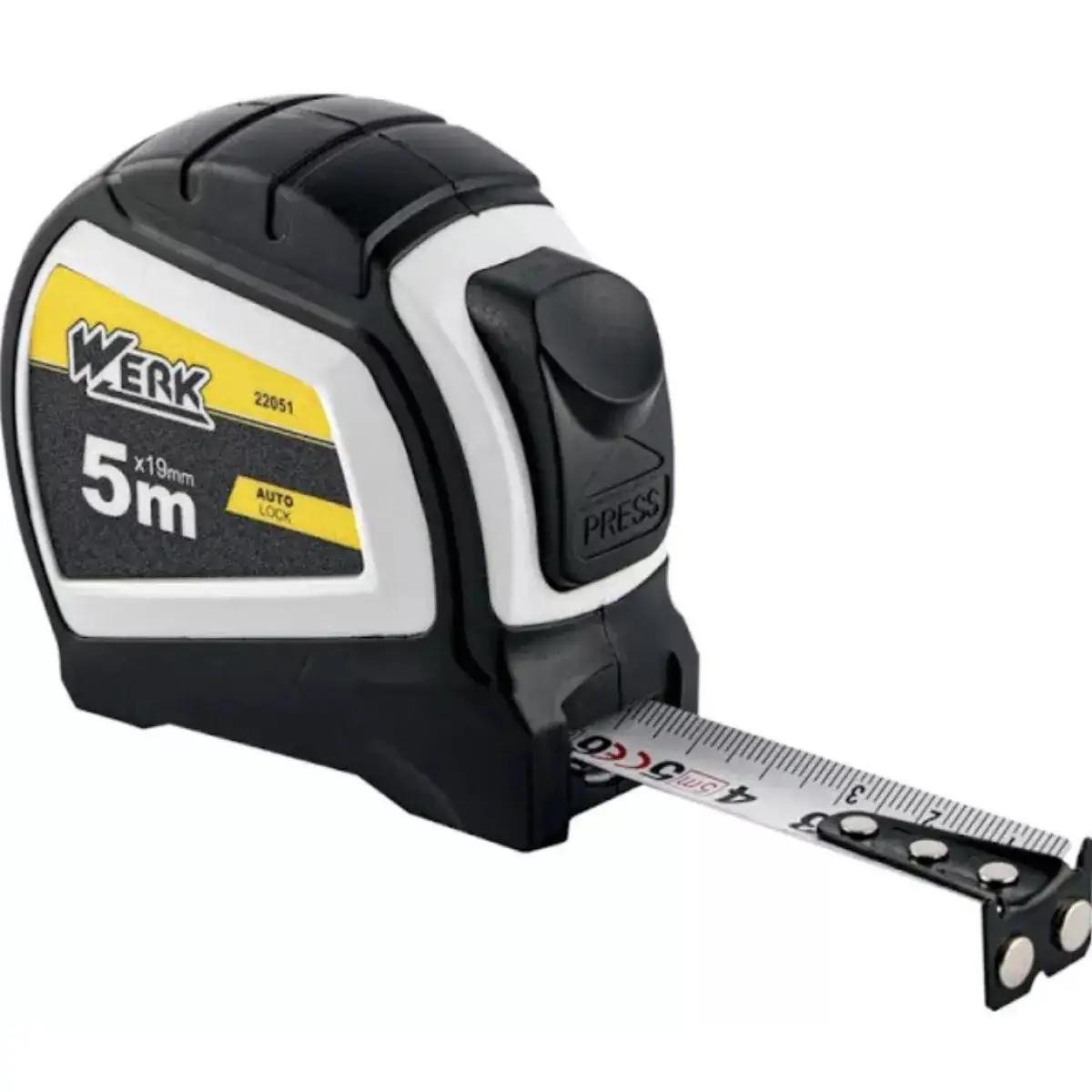 22051 Рулетка вимірювальна Werk 5 м х 19 мм, фото 1