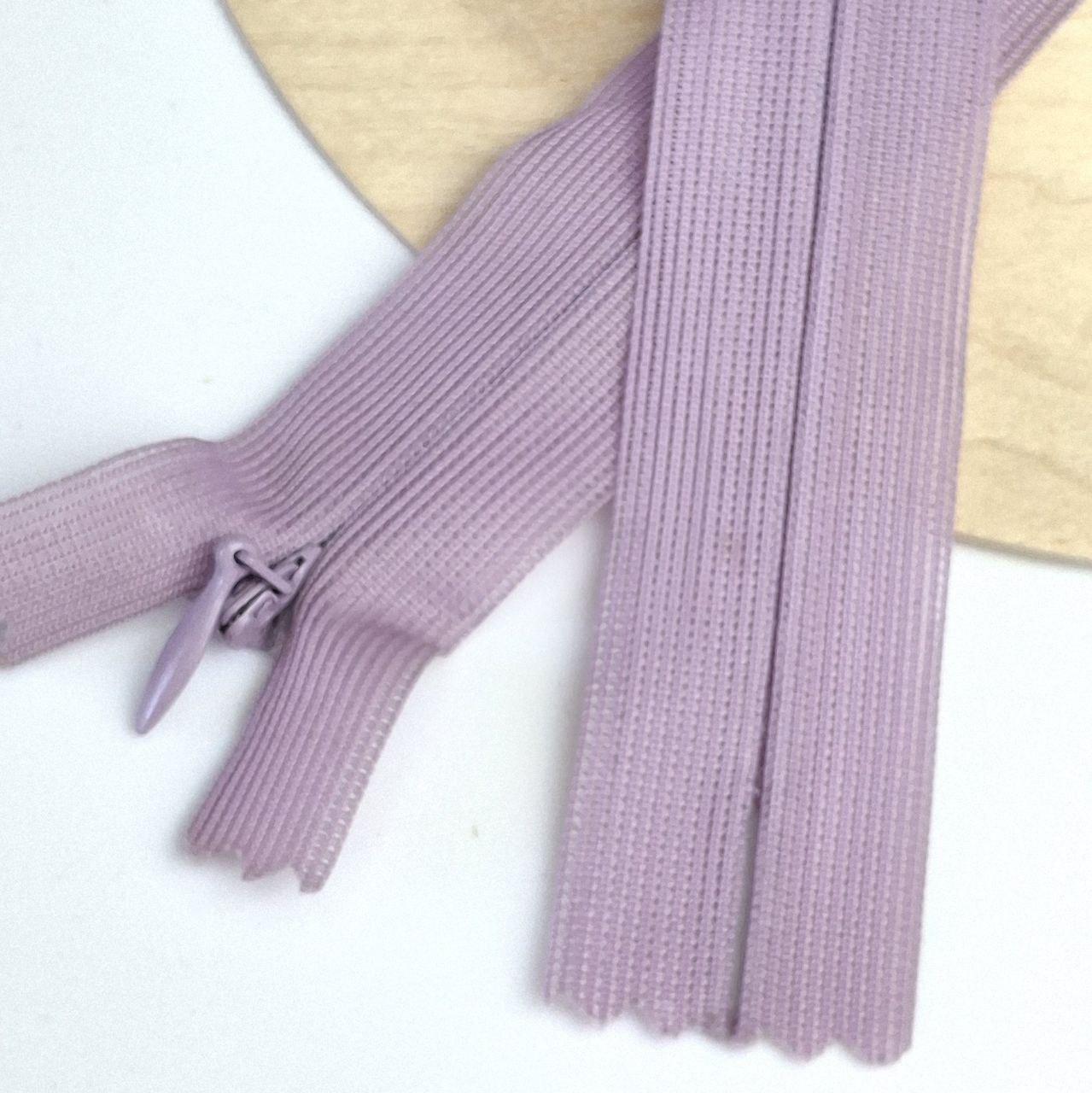 Потаємна блискавка 18см Китай нейлонова основа колір бузковий, фото 1