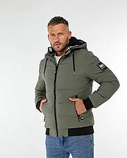 Чоловіча куртка HELLY HANSEN зимова коротка на манжеті, теплий брендовий пуховик із капюшоном хакі, фото 3