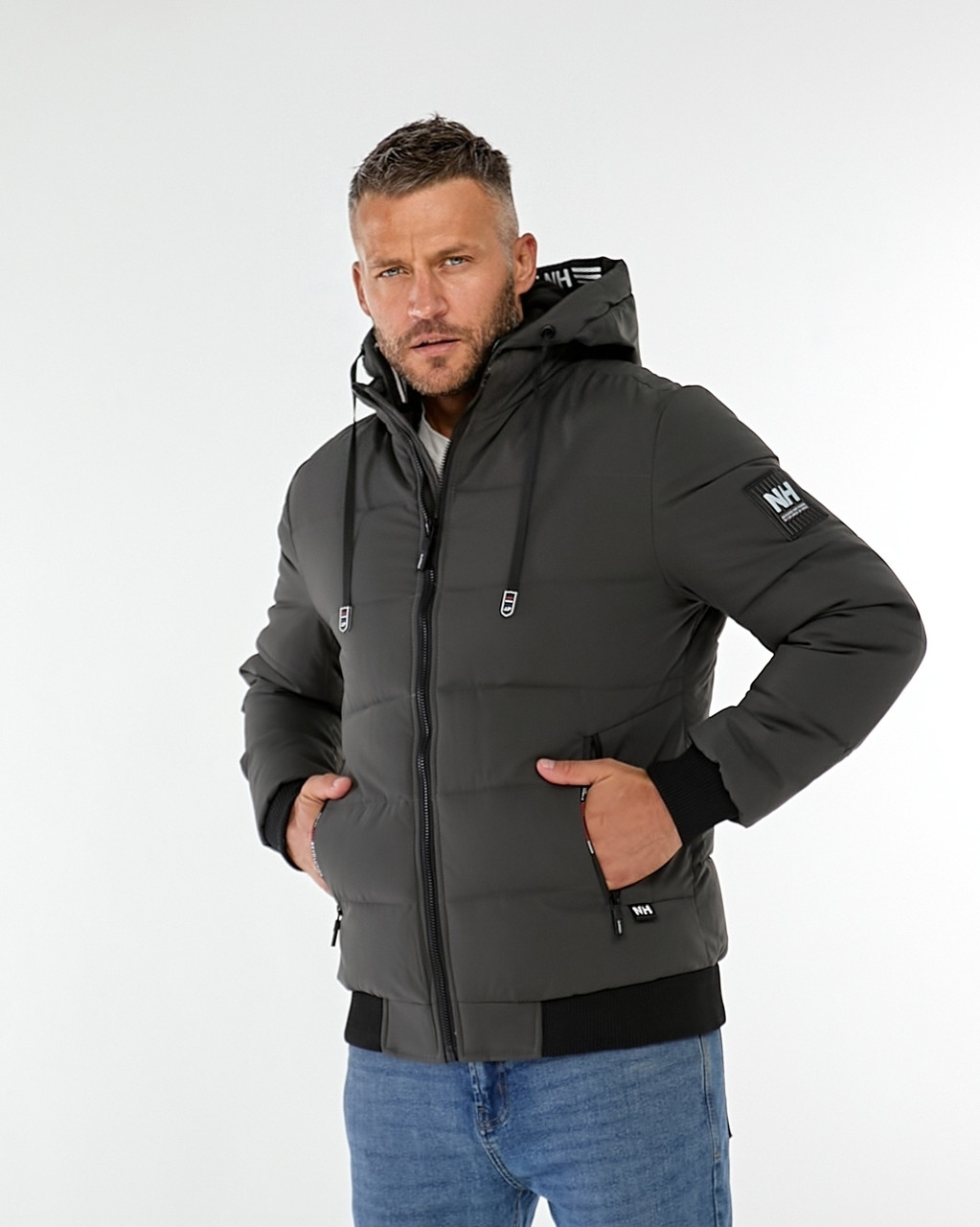 Чоловіча куртка HELLY HANSEN зимова коротка на манжеті, теплий брендовий пуховик із капюшоном