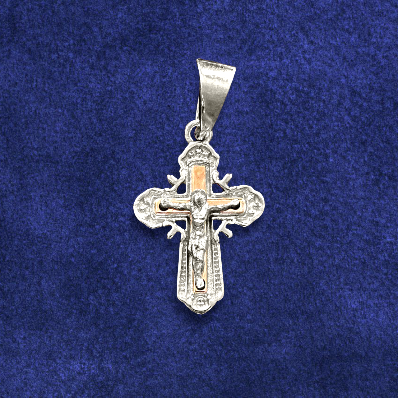 Хрестик срібний 1.33 г із золотим хрестом, фото 1