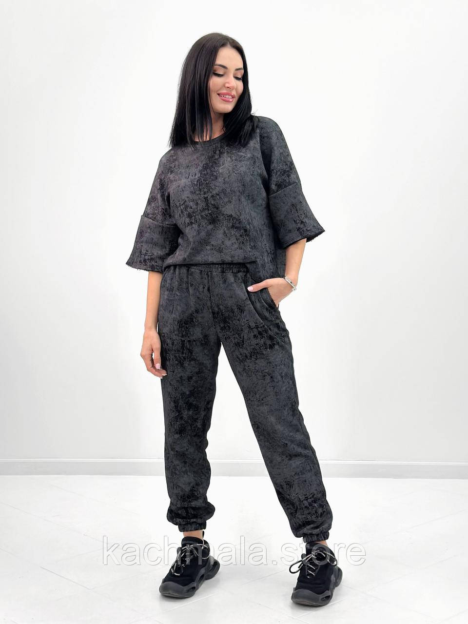 Жіночий костюм з турецької двонитки петля з ефектом tie dye "George"| Норма| Розпродаж моделі, фото 1
