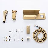 Гігієнічний душ FRAP F2076-3 з паперотримачем та полицею, Ø25, золотий сатин, фото 8