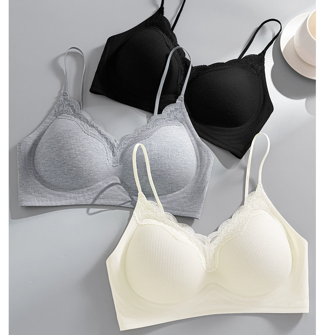 Безшовний бюстгальтер в рубчик з мереживом, С-ка