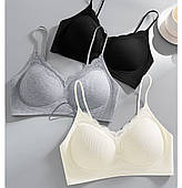 Безшовний бюстгальтер в рубчик з мереживом, С-ка