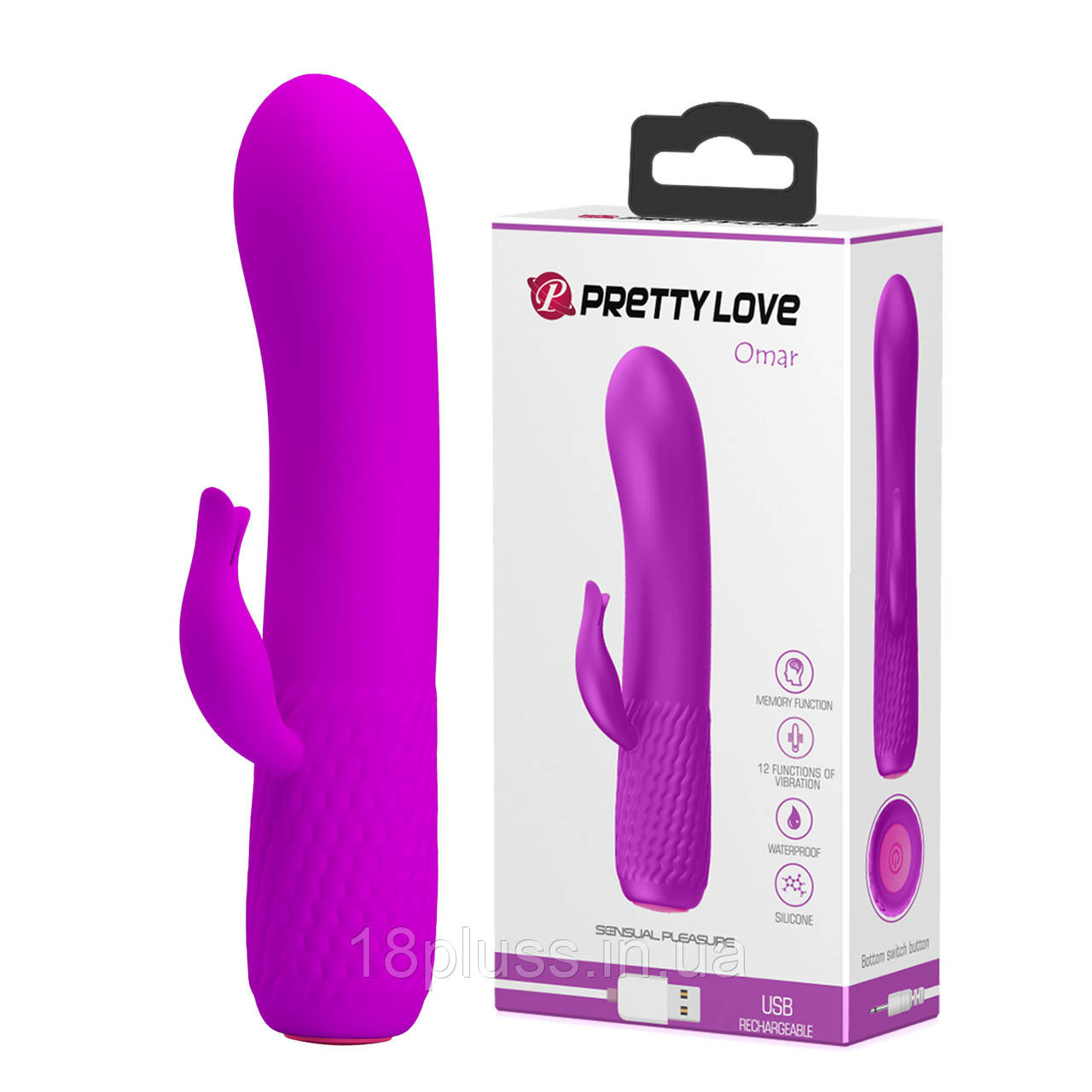 Вібратор із додатковим стимулятором клітора та 12 режимами вібрації Pretty Love Tim Vibrator Purple – для яскравих фантазій, фото 1