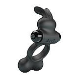Ерекційне віброкільце з 10 режимами вібрації Pretty Love Vibrant Penis Ring Yusuf Black, фото 3